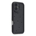 Custodia antiurto in TPU per iPhone 16 con motivo a cuore e bordi rialzati - Nera