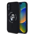 Custodia MagSafe in silicone liquido Karl Lagerfeld Karl and Choupette per iPhone 16 - Nera