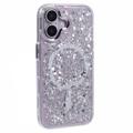 Custodia epossidica Glitter Sequin compatibile con MagSafe per iPhone 16 - Bianca