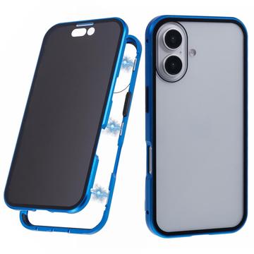 Custodia Magnetica con Vetro Temperato per iPhone 16 - Privacy - Blu