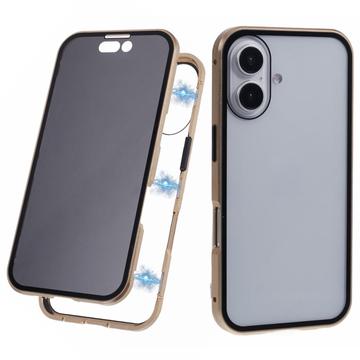 Custodia Magnetica con Vetro Temperato per iPhone 16 - Privacy - Color Oro