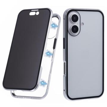 Custodia Magnetica con Vetro Temperato per iPhone 16 - Privacy - Color Argento