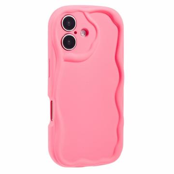 Custodia in TPU Candy Color Wavy per iPhone 16 Plus - Rosa Neon