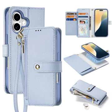 Custodia in pelle a portafoglio con copertura magnetica Dux Ducis Lawa per iPhone 16 Plus - Baby Blu