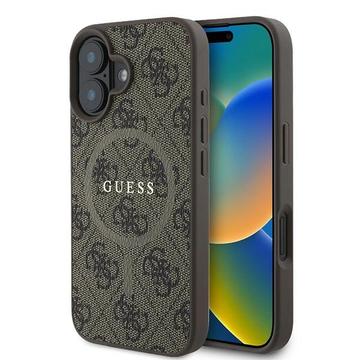 Custodia ad anello colorata per iPhone 16 Plus Guess 4G - Compatibile con MagSafe - Marrone
