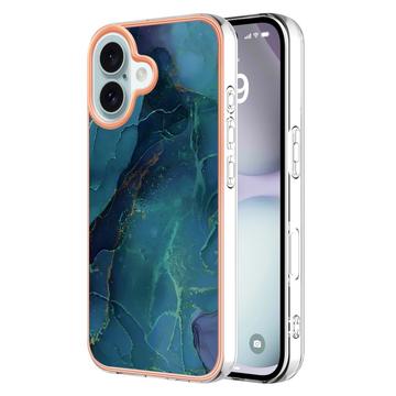 Custodia in TPU elettrolitico per iPhone 16 Plus con motivo marmorizzato IMD - verde