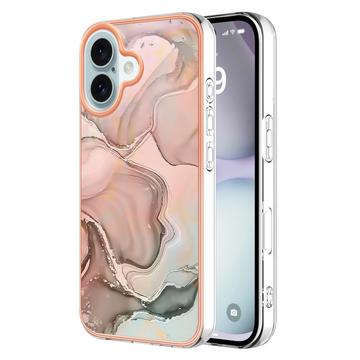 Custodia in TPU elettrolitico per iPhone 16 Plus con motivo marmorizzato IMD - rosa
