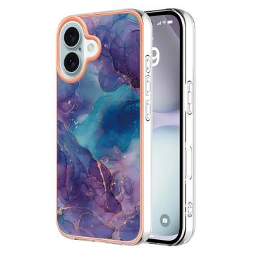 Custodia in TPU elettrolitico per iPhone 16 Plus con motivo marmorizzato IMD - viola