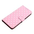 Custodia a portafoglio per iPhone 16 Plus con motivo a pois - Rosa