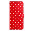 Custodia a portafoglio per iPhone 16 Plus con motivo a pois - Rossa