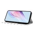 Custodia a portafoglio per iPhone 16 Plus con motivo a pois - Bianca