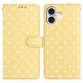 Custodia a portafoglio per iPhone 16 Plus con motivo a pois - Giallo