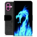 iPhone 16 Plus Custodia Portafoglio - Drago di Fuoco Blu