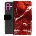 iPhone 16 Plus Custodia Portafoglio - Marmo Rosso