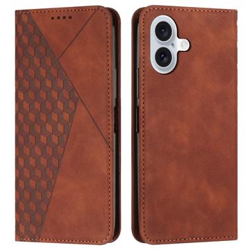 Custodia a portafoglio con motivo a rombi e chiusura magnetica per iPhone 16 Plus