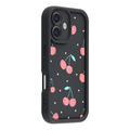 Custodia antiurto in TPU per iPhone 16 Plus con bordi rialzati - Nero / Fiocco a pois