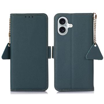 Custodia a Portafoglio in Pelle con RFID per iPhone 16 Plus - Verde