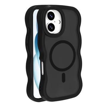Custodia ibrida magnetica con bordo ondulato per iPhone 16 Plus - Nera