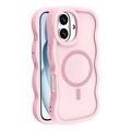 Custodia ibrida magnetica con bordo ondulato per iPhone 16 Plus - Rosa