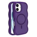 Custodia ibrida magnetica con bordo ondulato per iPhone 16 Plus - Viola