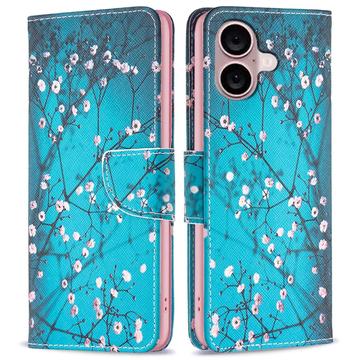 Custodia a Portafoglio Wonder Series per iPhone 16 Plus - Fiori Bianchi