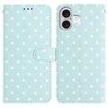 Custodia a portafoglio per iPhone 16 con motivo a pois - Blu