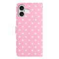 Custodia a portafoglio per iPhone 16 con motivo a pois - Rosa