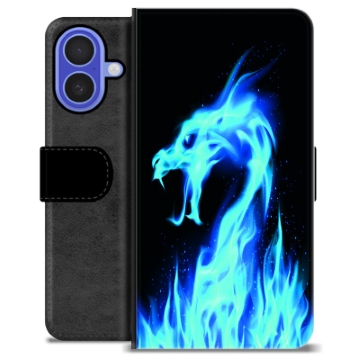 iPhone 16 Custodia Portafoglio - Drago di Fuoco Blu