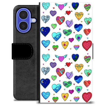 iPhone 16 Custodia Portafoglio - Cuori