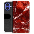 iPhone 16 Custodia Portafoglio - Marmo Rosso
