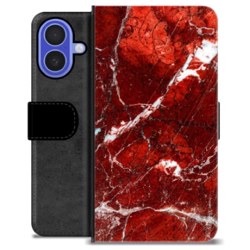 iPhone 16 Custodia Portafoglio - Marmo Rosso