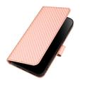 iPhone 16 Custodia Premium a portafoglio con cinturino - Struttura in fibra di carbonio - Rosa carbone
