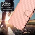 iPhone 16 Custodia Premium a portafoglio con cinturino - Struttura in fibra di carbonio - Rosa carbone