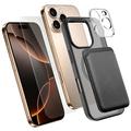 Set di protezione MagSafe 4 in 1 per iPhone 16 Pro con porta carte - Nero