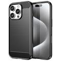 Custodia in TPU spazzolato per iPhone 16 Pro - Fibra di Carbonio - Nera