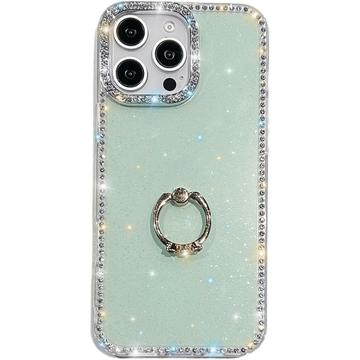 Custodia ibrida iPhone 16 Pro CrystalGlow con supporto ad anello - Verde
