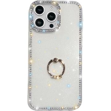 Custodia ibrida iPhone 16 Pro CrystalGlow con supporto per anello - Bianca