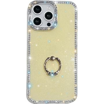 Custodia ibrida iPhone 16 Pro CrystalGlow con supporto per anello - Gialla
