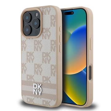 Custodia per iPhone 16 Pro DKNY Motivo a scacchi e strisce - Rosa