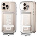 Custodia con cinturino GKK per iPhone 16 Pro - Argento / Trasparente