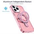 Custodia ibrida iPhone 16 Pro Glitter con supporto - Compatibile con MagSafe - Rosa