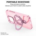 Custodia ibrida iPhone 16 Pro Glitter con supporto - Compatibile con MagSafe - Rosa