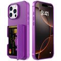 Custodia ibrida per iPhone 16 Pro con specchio nascosto e slot per schede - viola