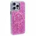 Custodia epossidica Glitter Sequin per iPhone 16 Pro compatibile con MagSafe - Rosa Neon