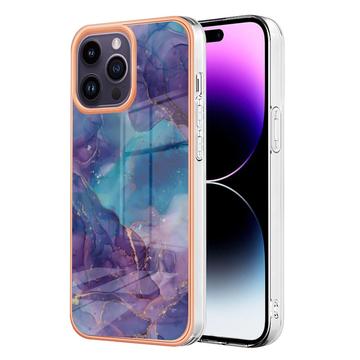 Custodia in TPU elettrolitico per iPhone 16 Pro con motivo marmorizzato IMD - viola