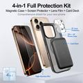 Set di protezione MagSafe 4 in 1 per iPhone 16 Pro Max con porta carte - Nero