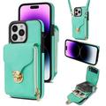 Custodia iPhone 16 Pro Max Tutto in uno con portafoglio e cinturino - Menta