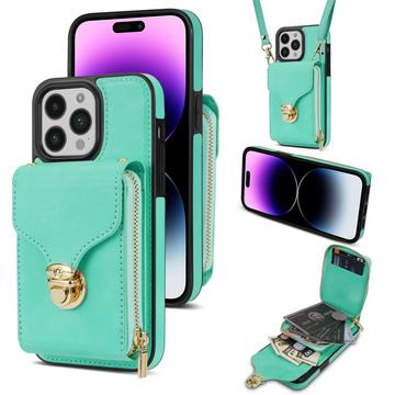 Custodia iPhone 16 Pro Max Tutto in uno con portafoglio e cinturino - Menta