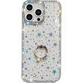 Custodia ibrida iPhone 16 Pro Max CrystalGlow con supporto per anello - Stelle / Trasparente