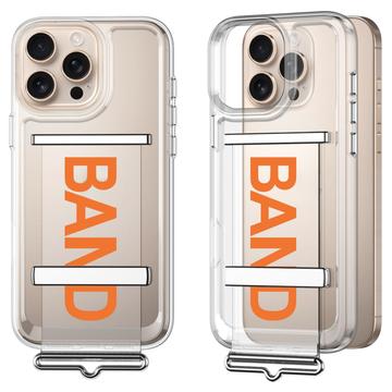 Custodia con cinturino GKK per iPhone 16 Pro Max - Arancione / Trasparente